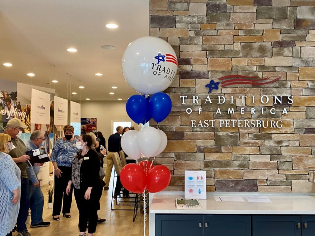 East petersburg welcome center with people talking to each other
