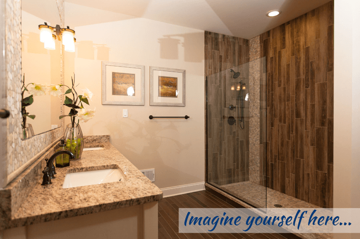 Bathroom with shower and glass wall