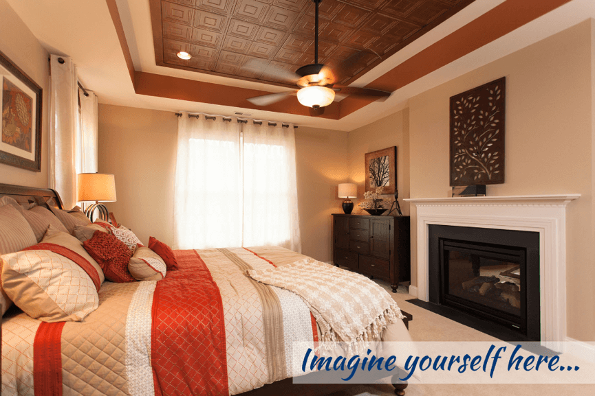 Bedroom with fireplace from Traditions of America