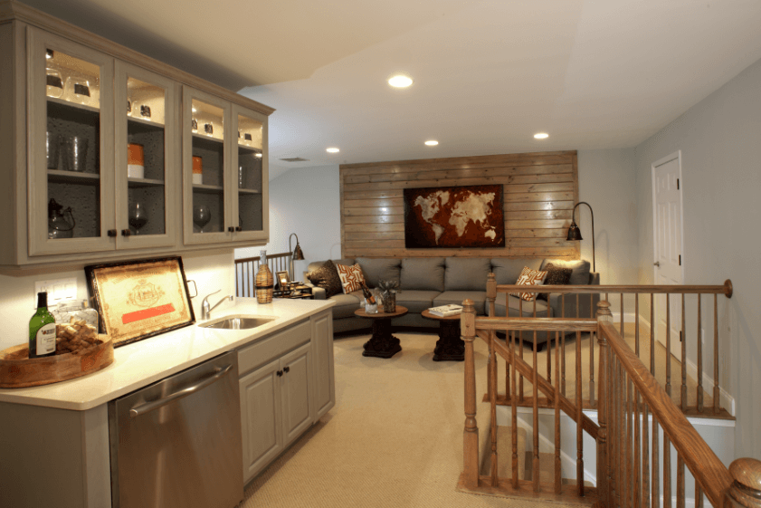 Loft area with wet bar and living area from Traditions of America
