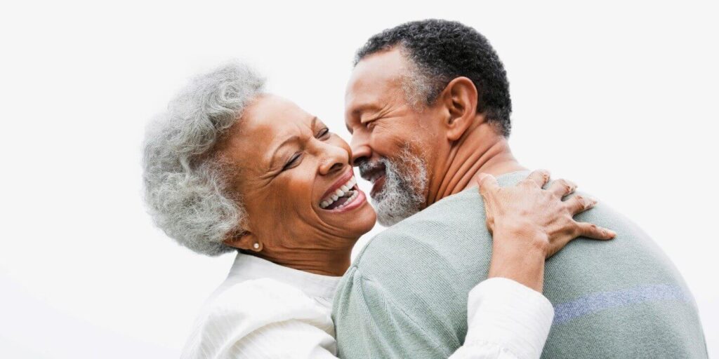 Happy couple hugging each other