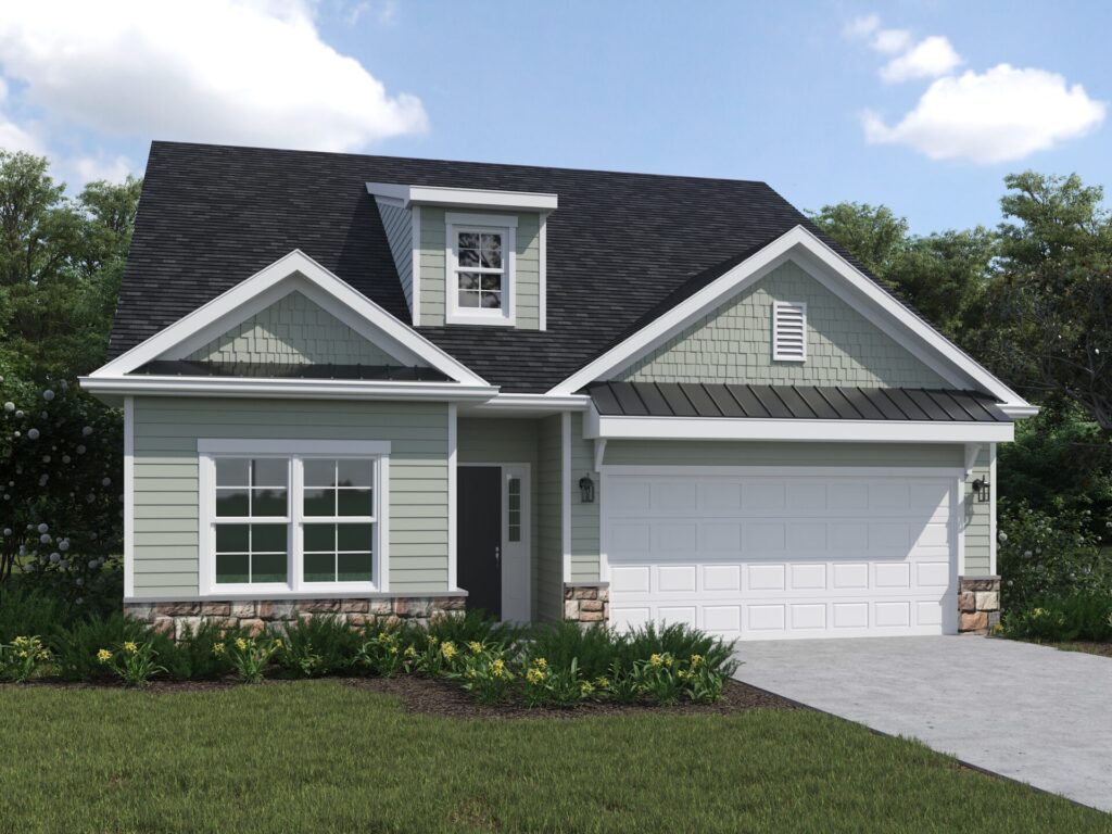 The Betsy Ross 2 Story With green Siding and Single Garage