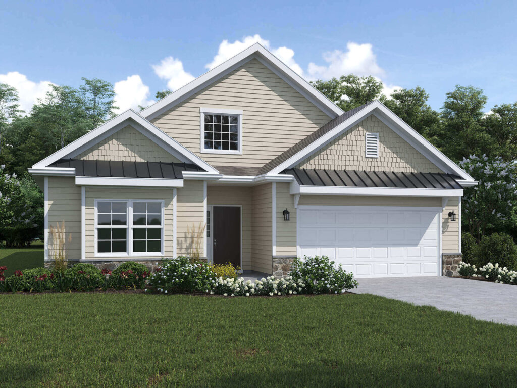 Franklin 1 story classic front elevation from Traditions of America