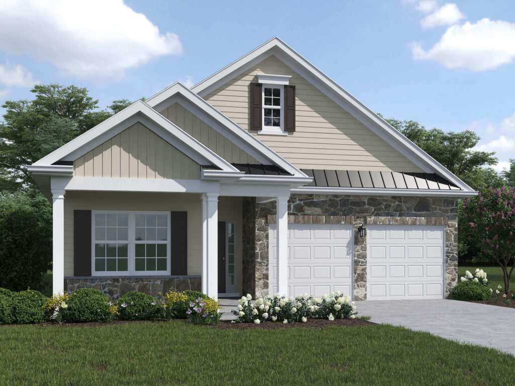 Front Elevation of a Tan Craftsman Model