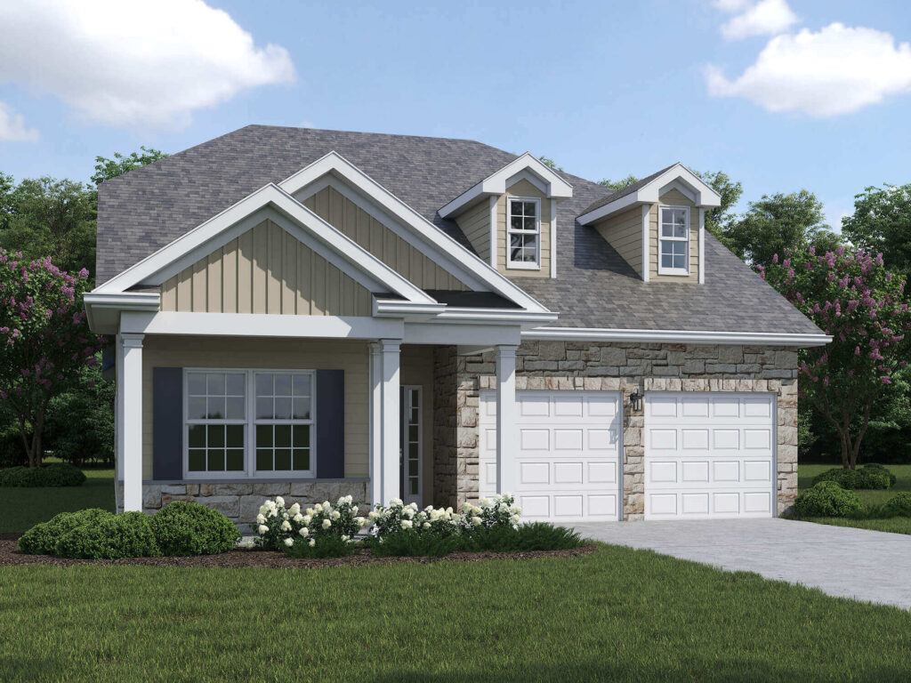 Front Elevation of a Tan 2 story betsy Ross Model